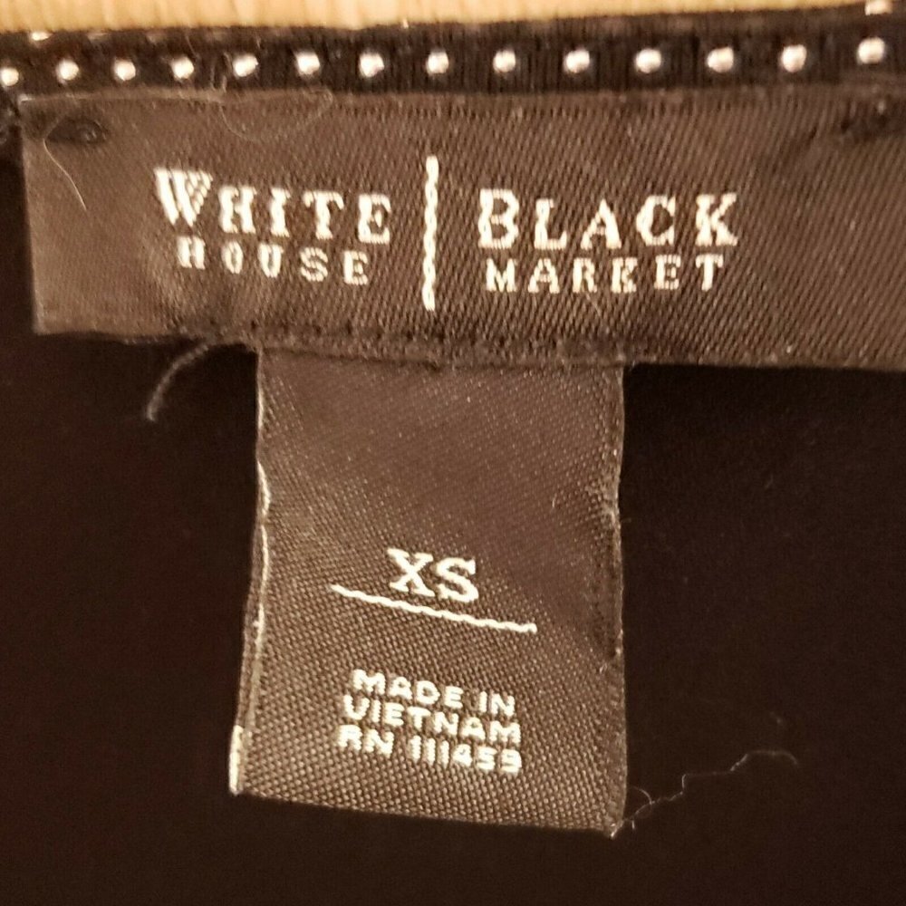 White House Black Market Black Sleeveless Silver Dotted Striped Scoop Neck Top - Picture 3 of 4